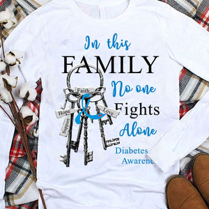 In This Family No One Fights Alone Ribbon Keys Diabetes Shirts