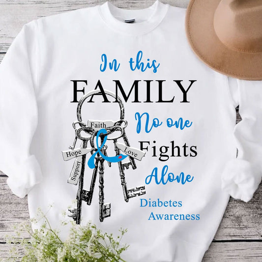 En esta familia nadie lucha solo Camisetas con lazos para la diabetes