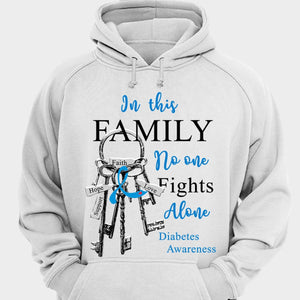 In This Family No One Fights Alone Ribbon Keys Diabetes Shirts