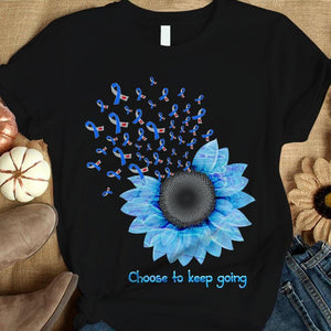 Choose To Keep Going, Ribbon Sunflower Diabetes Awareness Support Shirt