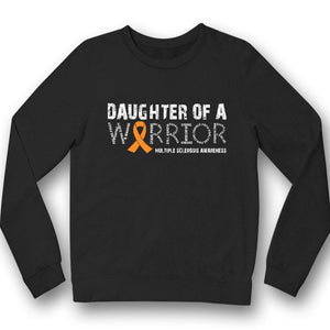 Camiseta con lazo naranja y concienciación sobre la esclerosis múltiple, hija de un guerrero