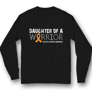 Camiseta con lazo naranja y concienciación sobre la esclerosis múltiple, hija de un guerrero