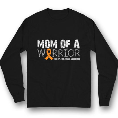 Camiseta de concienciación sobre la esclerosis múltiple con lazo naranja y madre de un guerrero
