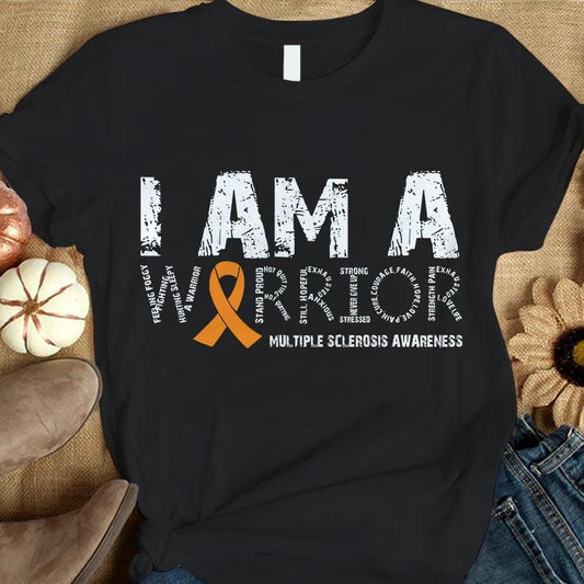 Camiseta con lazo naranja y concienciación sobre la esclerosis múltiple Soy un guerrero
