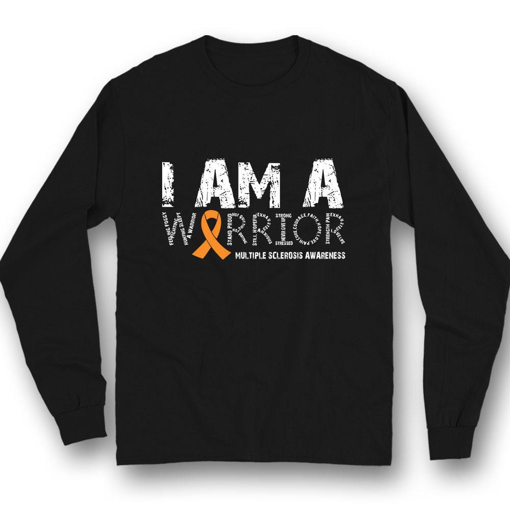 Camiseta con lazo naranja y concienciación sobre la esclerosis múltiple Soy un guerrero