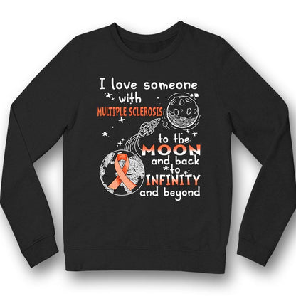 Amo a alguien con EM hasta la luna y de regreso, camiseta de concienciación sobre la esclerosis múltiple