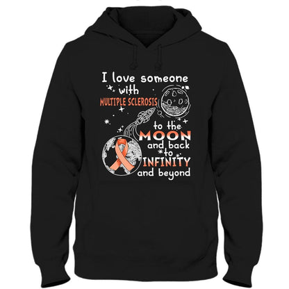 Amo a alguien con EM hasta la luna y de regreso, camiseta de concienciación sobre la esclerosis múltiple