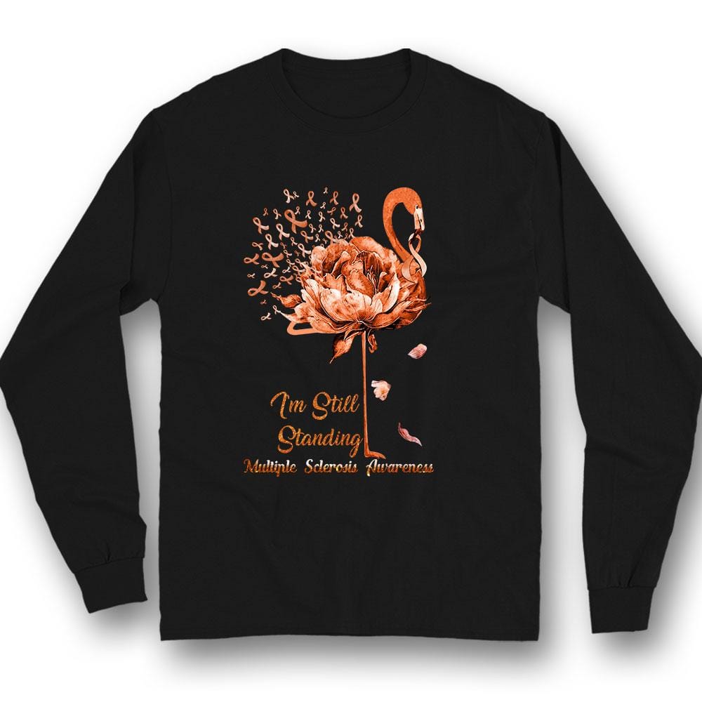 Todavía estoy de pie, flamenco con lazo naranja, camiseta divertida para concienciar sobre la esclerosis múltiple