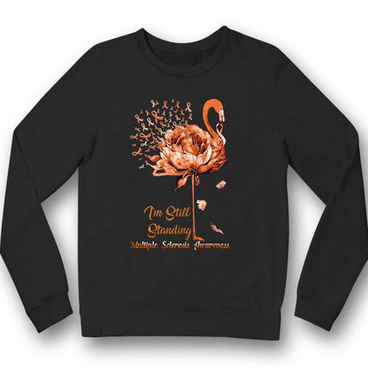 Todavía estoy de pie, flamenco con lazo naranja, camiseta divertida para concienciar sobre la esclerosis múltiple