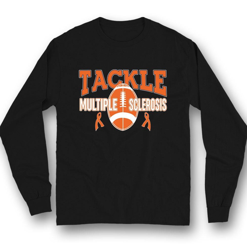 Camiseta Tackle MS, lazo naranja, concienciación sobre la esclerosis múltiple