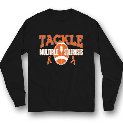 Camiseta Tackle MS, lazo naranja, concienciación sobre la esclerosis múltiple