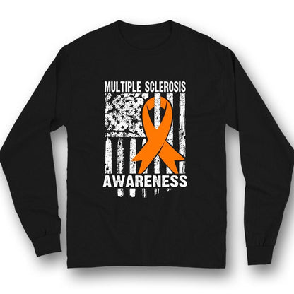 Camiseta con lazo naranja para concienciar sobre la esclerosis múltiple