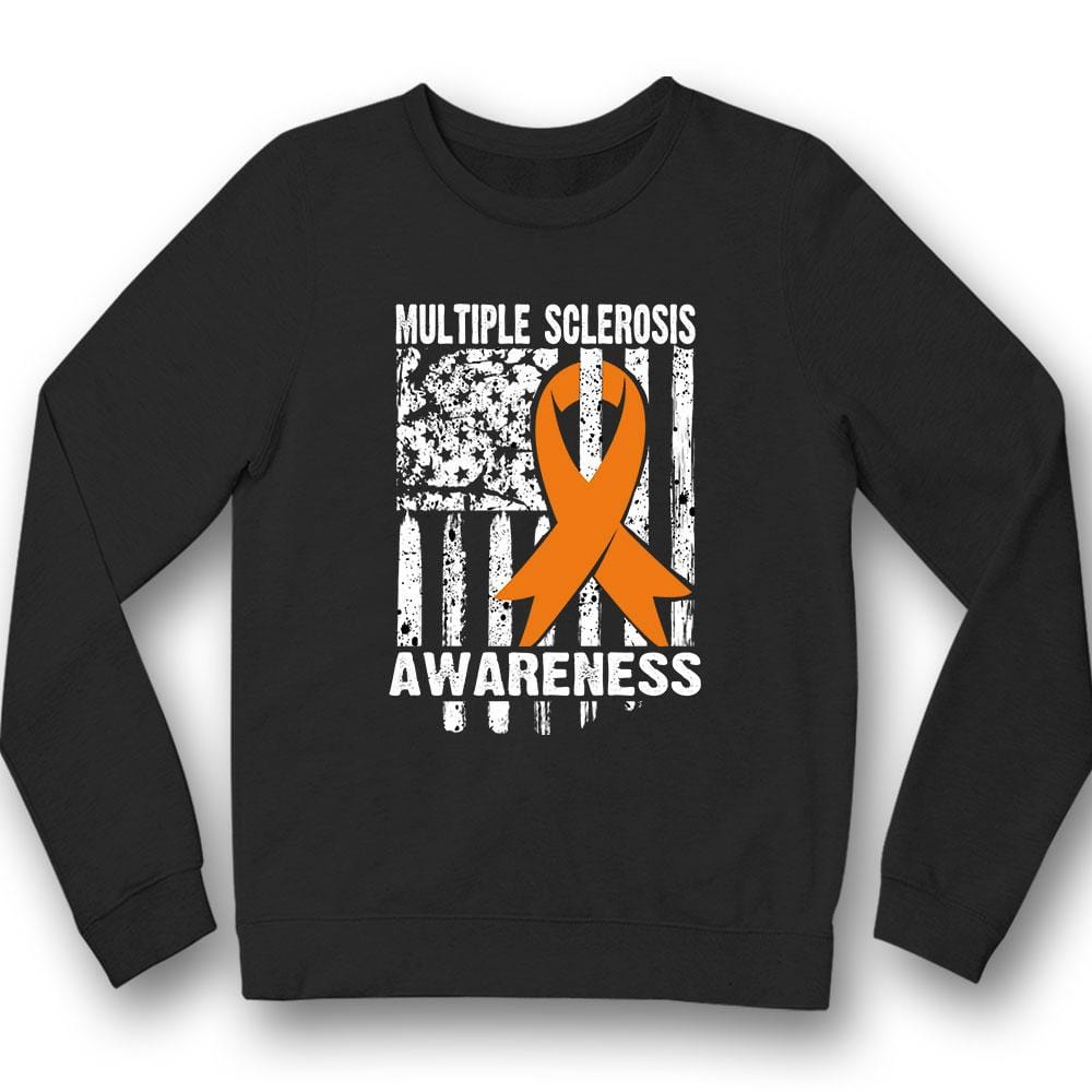 Camiseta con lazo naranja para concienciar sobre la esclerosis múltiple