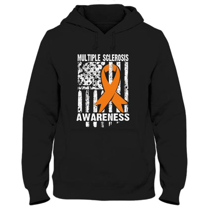 Camiseta con lazo naranja para concienciar sobre la esclerosis múltiple