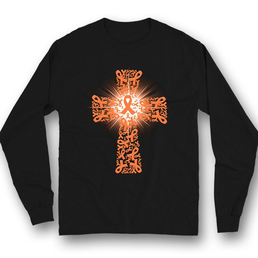 Camiseta con lazo naranja, cruz, apoyo a los guerreros y lucha contra la esclerosis múltiple
