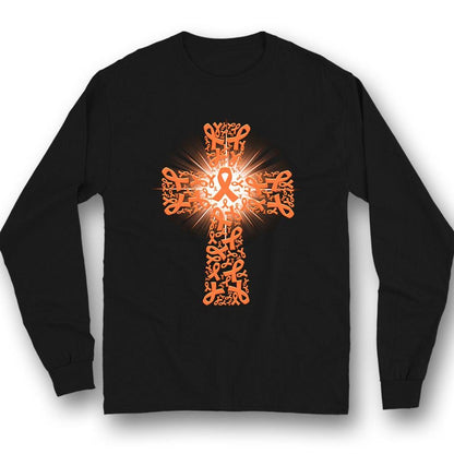 Camiseta con lazo naranja, cruz, apoyo a los guerreros y lucha contra la esclerosis múltiple