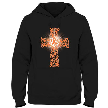 Camiseta con lazo naranja, cruz, apoyo a los guerreros y lucha contra la esclerosis múltiple