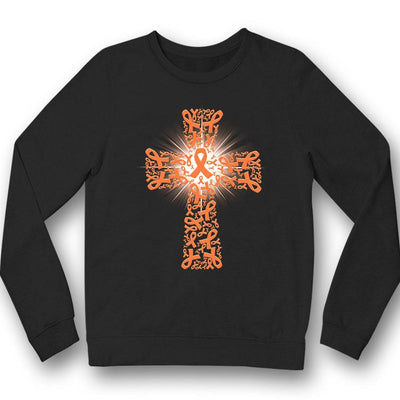 Orange Ribbon Cross, Support Warrior, Multiple Sclerosis Awareness Fight T Shirt