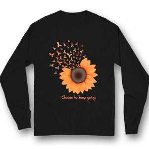 Elige seguir adelante, girasol con lazo naranja, camiseta de apoyo a los guerreros, concienciación sobre la esclerosis múltiple