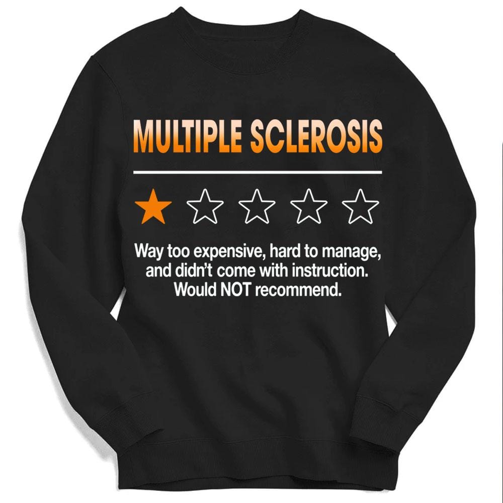 Sudadera con capucha y camiseta con 1 estrella naranja de 5 estrellas sobre esclerosis múltiple