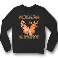 A Journey I Never Planned, Orange Ribbon Butterfly, Multiple Sclerosis Awareness Shirt