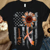 Multiple Sclerosis Warrior Awareness Shirt, Orange Ribbon Sunflower American Flag