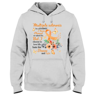 Camiseta de apoyo para la lucha por el amor y la vida, concienciación sobre la esclerosis múltiple, cinta con flores de color naranja