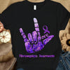 Love, Purple Ribbon Hand, Fibromyalgia Awareness T Shirt Humor