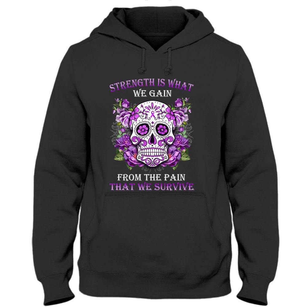 Strength Is What We Gain Survive, Fibromyalgia Awareness Shirt, Skull Flower