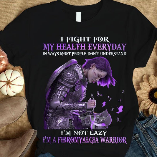 Lucho todos los días, camiseta de concienciación sobre la fibromialgia, mujer con lazo morado