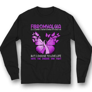 A Journey I Never Planned, Fibromyalgia Awareness Shirt, Purple Ribbon Butterfly