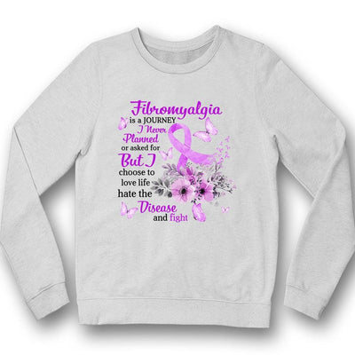 Love Life Fight, Fibromyalgia Awareness Shirt Humor, Purple Ribbon Flower