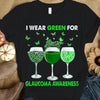I Wear Green, Glaucoma Awareness Shirt, Ribbon Butterfly Goblet