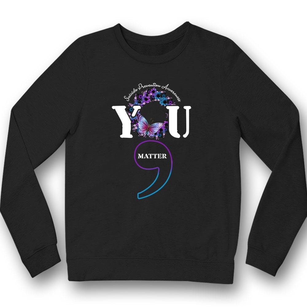 Camisetas con el mensaje "You Matter", camisetas con punto y coma de mariposa, camisetas de concienciación sobre el suicidio