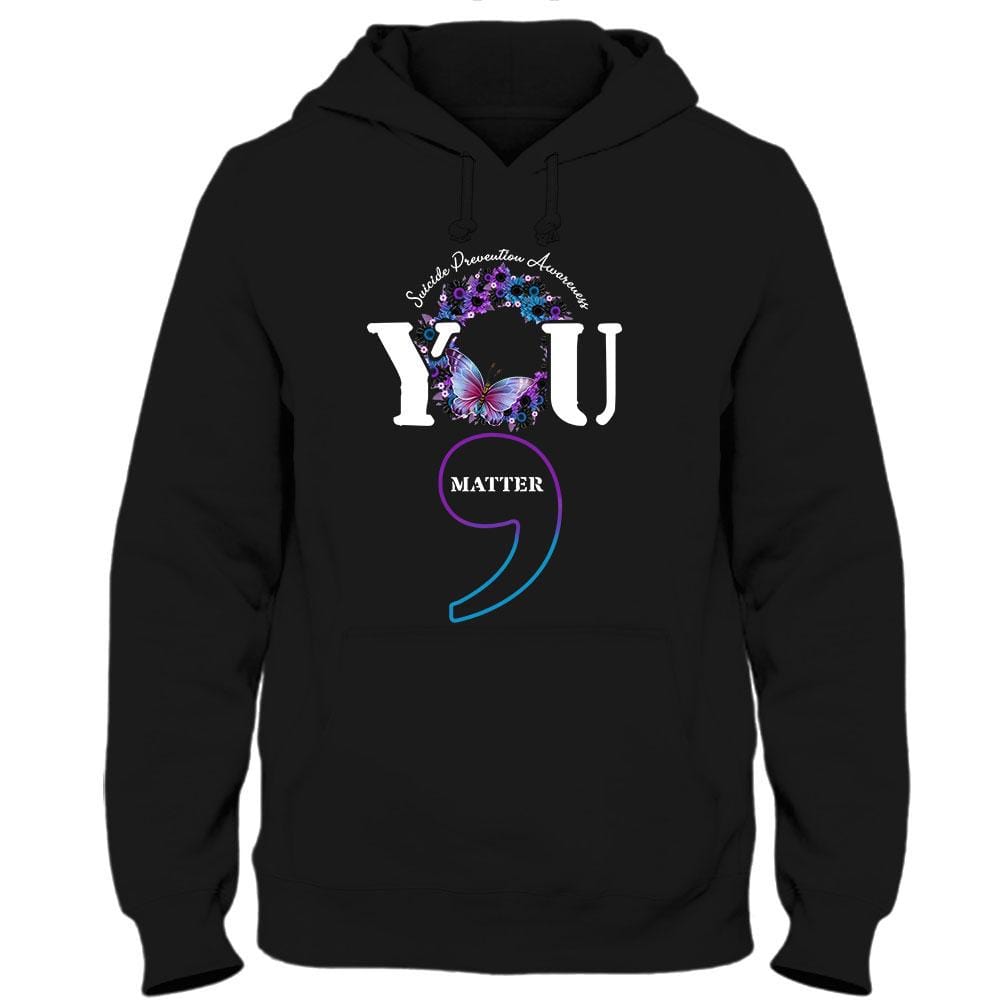 Camisetas con el mensaje "You Matter", camisetas con punto y coma de mariposa, camisetas de concienciación sobre el suicidio