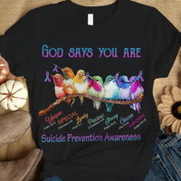 God Says You Are Unique Strong, Ribbon Bird, Suicide Prevention Awareness Shirt