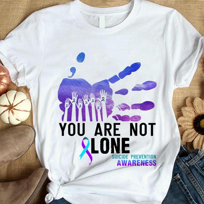 No estás solo, camiseta con punto y coma en el mes de concientización sobre la prevención del suicidio