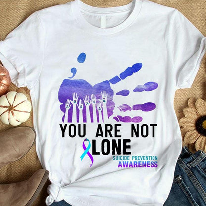 No estás solo, camiseta con punto y coma en el mes de concientización sobre la prevención del suicidio