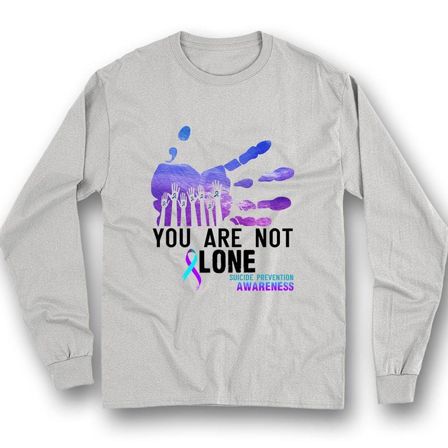 No estás solo, camiseta con punto y coma en el mes de concientización sobre la prevención del suicidio