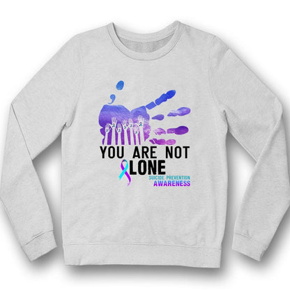 No estás solo, camiseta con punto y coma en el mes de concientización sobre la prevención del suicidio