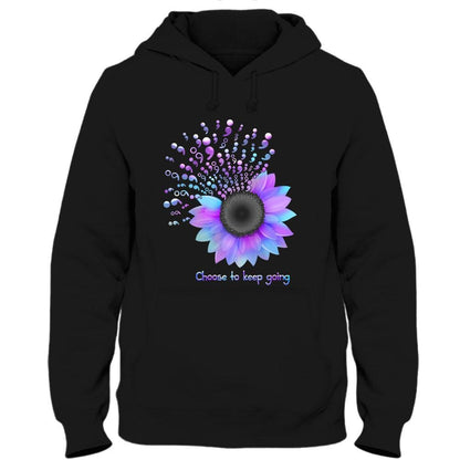 Elige seguir adelante, girasol, punto y coma, camiseta de concienciación sobre la prevención del suicidio