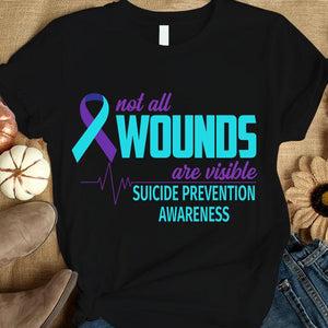 No todas las heridas son visibles, camiseta de concienciación sobre la prevención del suicidio, cinta con latidos del corazón