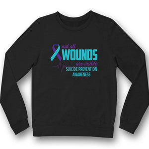 No todas las heridas son visibles, camiseta de concienciación sobre la prevención del suicidio, cinta con latidos del corazón