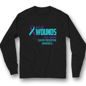 No todas las heridas son visibles, camiseta de concienciación sobre la prevención del suicidio, cinta con latidos del corazón