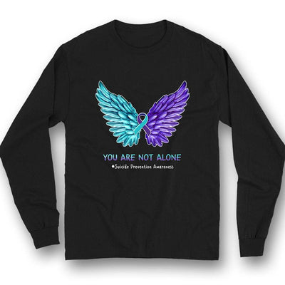 You Are Not Alone, Ribbon Wings, Suicide Prevention Awareness Shirt