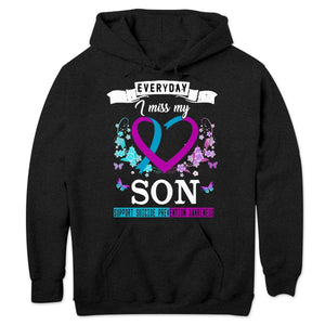 Todos los días extraño a mi hijo, camiseta de concienciación sobre la prevención del suicidio, cinta con forma de corazón y flor