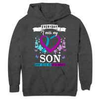 Everyday I Miss Son, Suicide Prevention Awareness Shirt, Ribbon Heart Flower