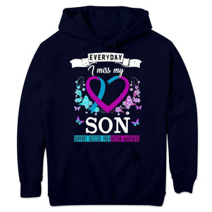 Everyday I Miss Son, Suicide Prevention Awareness Shirt, Ribbon Heart Flower