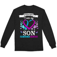 Everyday I Miss Son, Suicide Prevention Awareness Shirt, Ribbon Heart Flower