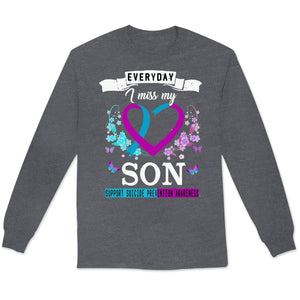 Todos los días extraño a mi hijo, camiseta de concienciación sobre la prevención del suicidio, cinta con forma de corazón y flor